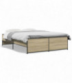 vidaXL Bed Frame Sonoma Oak 140x190 cm Engineered Wood and Metal