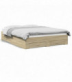 vidaXL Bed Frame with Drawers Sonoma Oak 150x200 cm King Size Engineered Wood