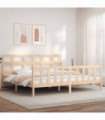 vidaXL Bed Frame with Headboard 200x200 cm Solid Wood
