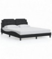 vidaXL Bed Frame with Headboard Black 160x200 cm Faux Leather