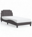 vidaXL Bed Frame with Headboard Grey 90x190 cm Single Faux Leather