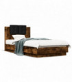 vidaXL Bed Frame with Headboard Smoked Oak 75x190 cm Small Single Engineered Wood