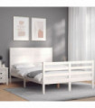 vidaXL Bed Frame with Headboard White 140x200 cm Solid Wood