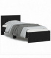 vidaXL Bed Frame with Headboard and LED Lights Black 75x190 cm Small Single