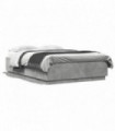 vidaXL Bed Frame with LED Lights Concrete Grey 150x200 cm King Size Engineered Wood