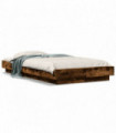vidaXL Bed Frame with LED Lights Smoked Oak 100x200cm Engineered Wood