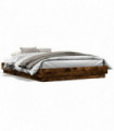 vidaXL Bed Frame with LED Lights Smoked Oak 120x200 cm