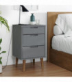 vidaXL Bedside Cabinet MOLDE Grey 40x35x65 cm Solid Wood Pine