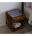 vidaXL Bedside Table with Infinity LED Smoked Oak 40x40x50 cm