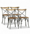 vidaXL Dining Chairs 4 pcs Solid Mango Wood and Steel Cross Back
