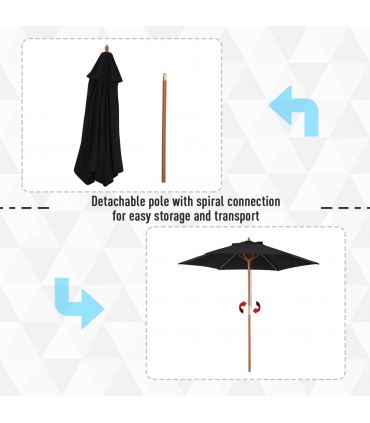 Wood Garden Parasol Canopy