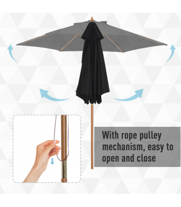 Wood Garden Parasol Canopy