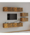4 Piece TV Cabinet Set Smoked Oak Engineered Wood