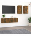 4 Piece TV Cabinet Set Smoked Oak Engineered Wood