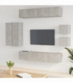8 Piece TV Cabinet Set Concrete Grey Engineered Wood