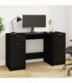 vidaXL Desk with Side Cabinet Black Engineered Wood