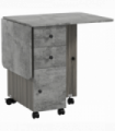 HOMCOM Folding Dining Table, Drop Leaf Table With Storage Drawers Grey Marble
