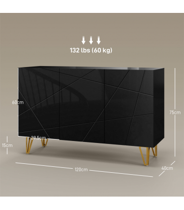 HOMCOM Freestanding Storage Cabinet with Adjustable Shelves for Living Room