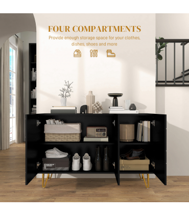 HOMCOM Freestanding Storage Cabinet with Adjustable Shelves for Living Room