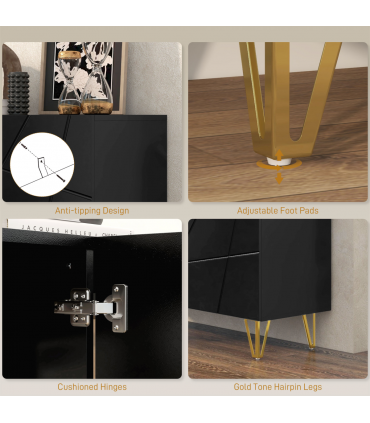 HOMCOM Freestanding Storage Cabinet with Adjustable Shelves for Living Room