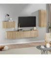 vidaXL 4 Piece TV Cabinet Set Sonoma Oak Engineered Wood