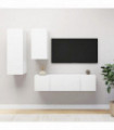vidaXL 4 Piece TV Cabinet Set White Engineered Wood