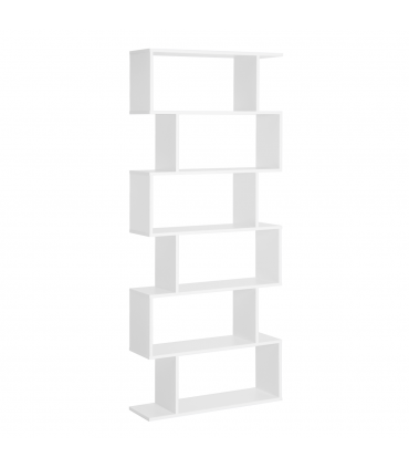 Particle Board 6-Tier Asymmetrical Shelving Unit White