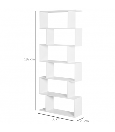 Particle Board 6-Tier Asymmetrical Shelving Unit White