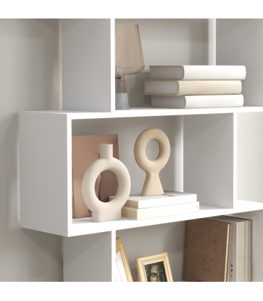 Particle Board 6-Tier Asymmetrical Shelving Unit White