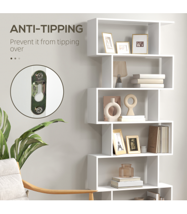 Particle Board 6-Tier Asymmetrical Shelving Unit White