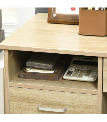 Computer Desk Writing Desk with Five Drawers for Home Office Oak