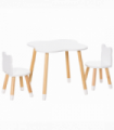 HOMCOM 3 Piece Kids Table and Chair Set with 2 Bear-shaped Chairs, White