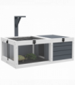 PawHut Tortoise House, Wooden Tortoise Table w/ Wooden Lamp Holder - Grey