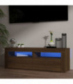 TV Cabinet with LED Lights Brown Oak 120x35x40 cm
