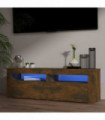 TV Cabinet with LED Lights Smoked Oak 120x35x40 cm
