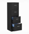 HOMCOM 4 Drawer File Cabinet Locking Filing Cabinet, Black Wood Effect