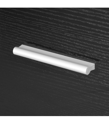 HOMCOM 4 Drawer File Cabinet Locking Filing Cabinet, Black Wood Effect