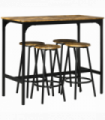HOMCOM 5 Piece Bar Table and Stools Set with Metal Frame Rustic Brown