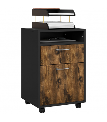 HOMCOM 60cm Storage Cabinet with Drawers and Open Shelf, Rustic Brown