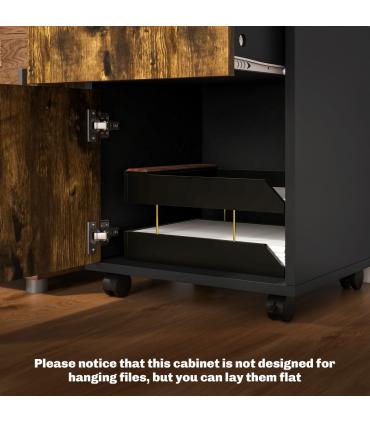 HOMCOM 60cm Storage Cabinet with Drawers and Open Shelf, Rustic Brown