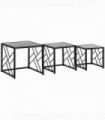 HOMCOM Set of 3 Nesting Coffee Tables Square End Tables w/ Metal Frame, Grey
