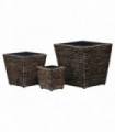 Garden Raised Beds 3 pcs Water Hyacinth Brown
