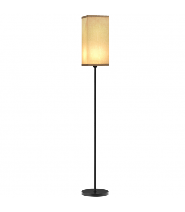 HOMCOM Standing Floor Lamp with Linen Shade for Living Room, Bedroom, Black