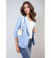 Ruched Sleeve Open Front Blazer Jacket with Front Pockets