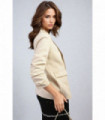 Ruched Sleeve Open Front Blazer Jacket with Front Pockets