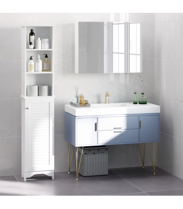 MDF 6-Tier    Tall Bathroom Storage Cabinet White 34cmx20cmx165cm