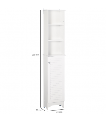 MDF 6-Tier    Tall Bathroom Storage Cabinet White 34cmx20cmx165cm