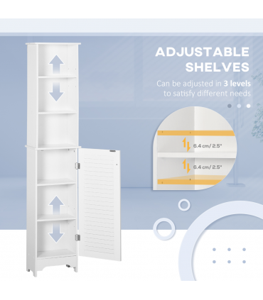 MDF 6-Tier    Tall Bathroom Storage Cabinet White 34cmx20cmx165cm