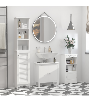 MDF 6-Tier    Tall Bathroom Storage Cabinet White 34cmx20cmx165cm