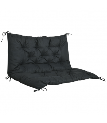 Polyester Black 98L x 100W x 8D cm 2 Seater Garden Bench Cushion Outdoor Seat